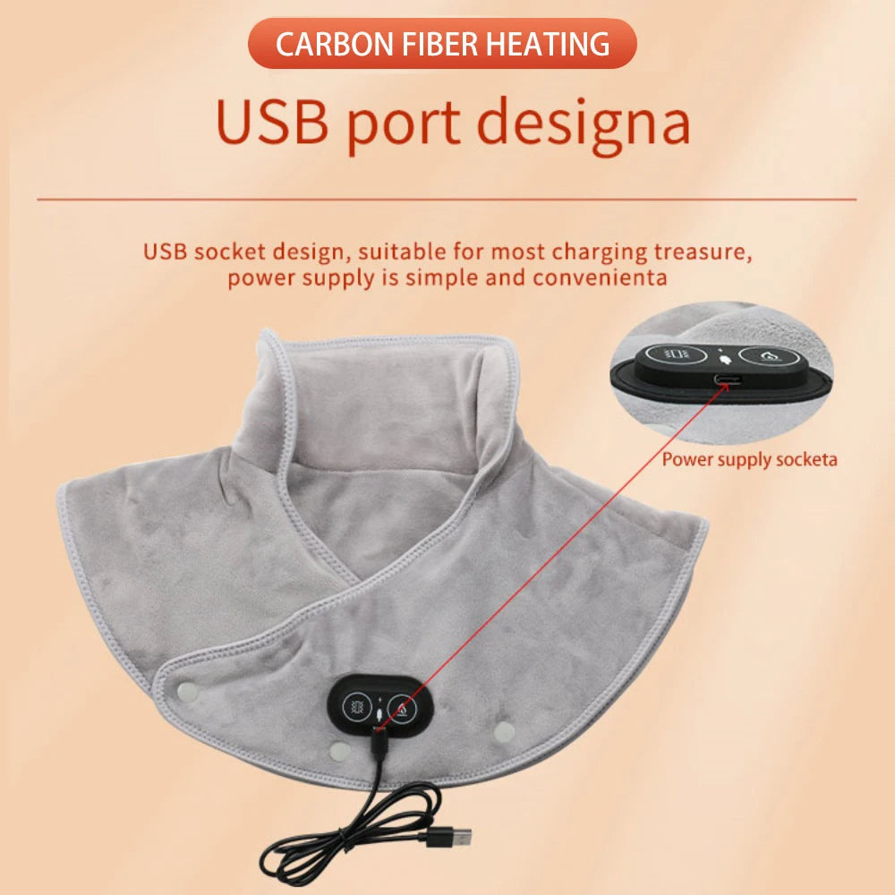 NeckFusion™ Heated Neck & Shoulder Wrap – 3-Level Thermal Compress with Vibration Massage