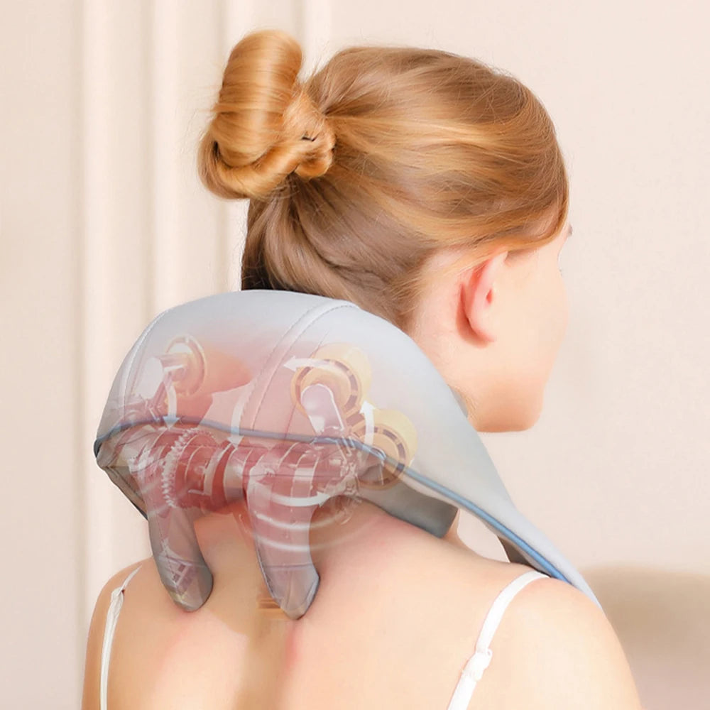 NeckFusion™ Intelligent Neck & Shoulder Massager – Simulated Hand Kneading with Heat for Pain Relief