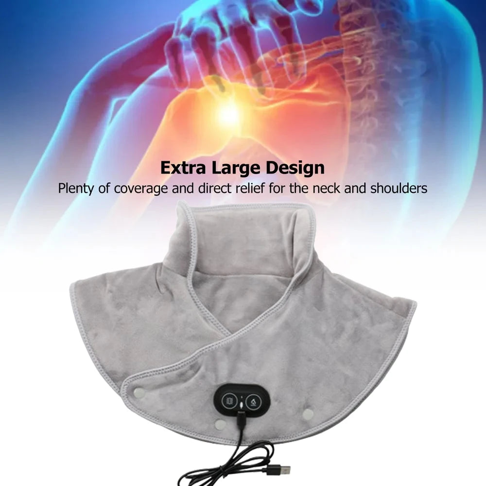 NeckFusion™ Heated Neck & Shoulder Wrap – 3-Level Thermal Compress with Vibration Massage