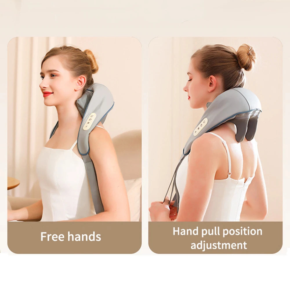 NeckFusion™ Intelligent Neck & Shoulder Massager – Simulated Hand Kneading with Heat for Pain Relief