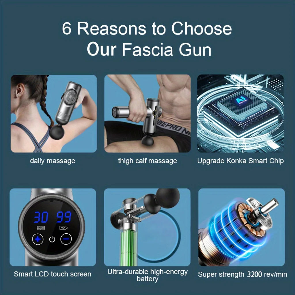 NeckFusion™ Deep Tissue Massage Gun – 99 Speed Levels, Quiet Motor, Full-Body Muscle Relief