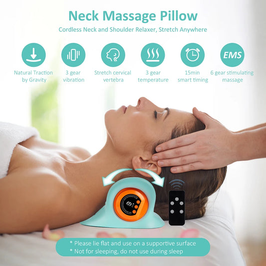 NeckFusion™ Cervical Neck Traction & Massage Pillow – Vibration, Kneading & Ergonomic Support