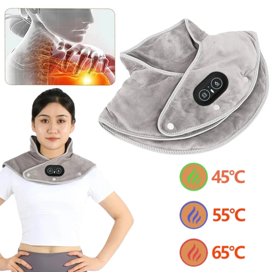 NeckFusion™ Heated Neck & Shoulder Wrap – 3-Level Thermal Compress with Vibration Massage