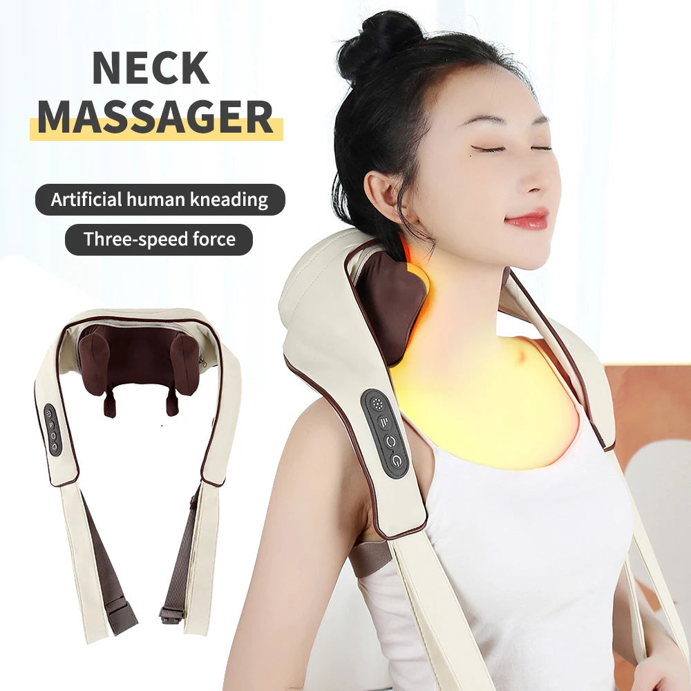 NeckFusion™ Intelligent Neck & Shoulder Massager – Simulated Hand Kneading with Heat for Pain Relief