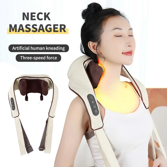 NeckFusion™ Intelligent Neck & Shoulder Massager – Simulated Hand Kneading with Heat for Pain Relief