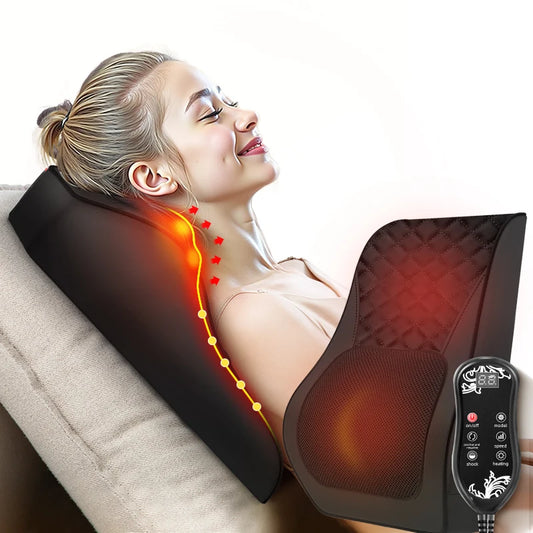 NeckFusion™ 3D Shiatsu Neck & Shoulder Massager Pillow – Heated Kneading Relief for Neck, Back & Stress