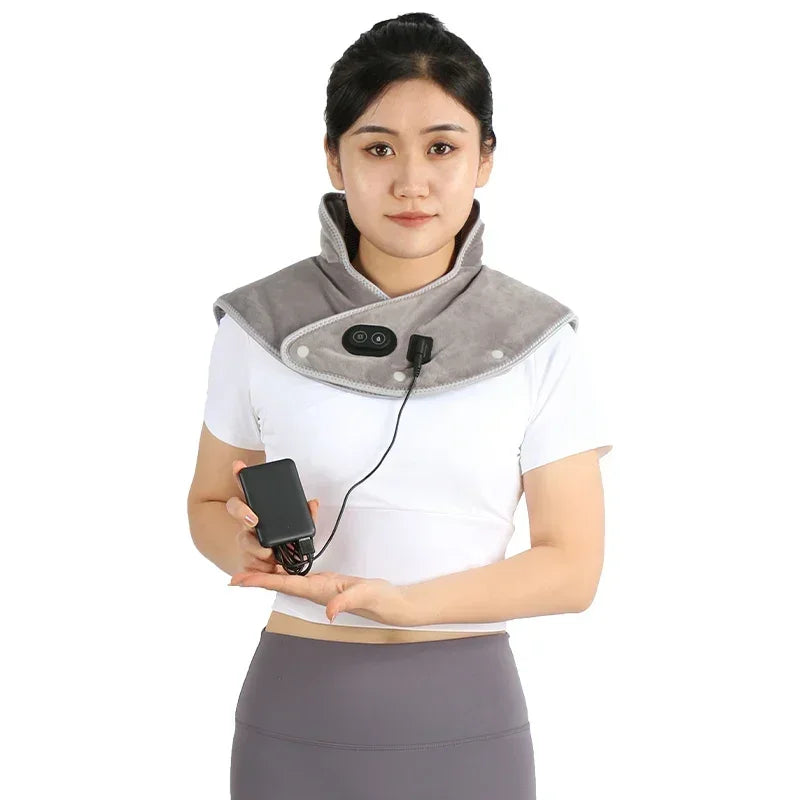 NeckFusion™ Heated Neck & Shoulder Wrap – 3-Level Thermal Compress with Vibration Massage