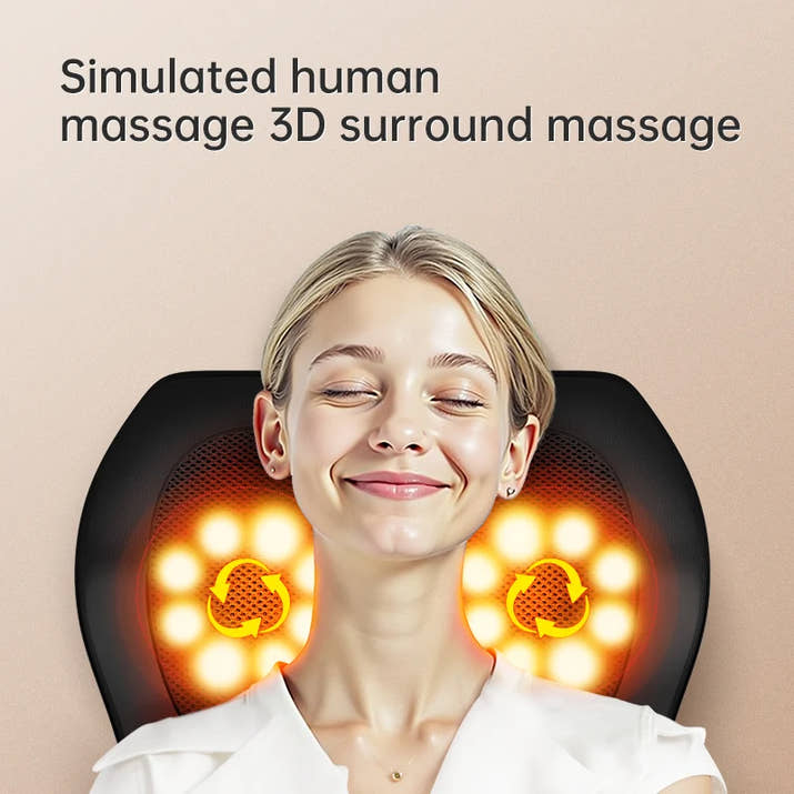 NeckFusion™ 3D Shiatsu Neck & Shoulder Massager Pillow – Heated Kneading Relief for Neck, Back & Stress
